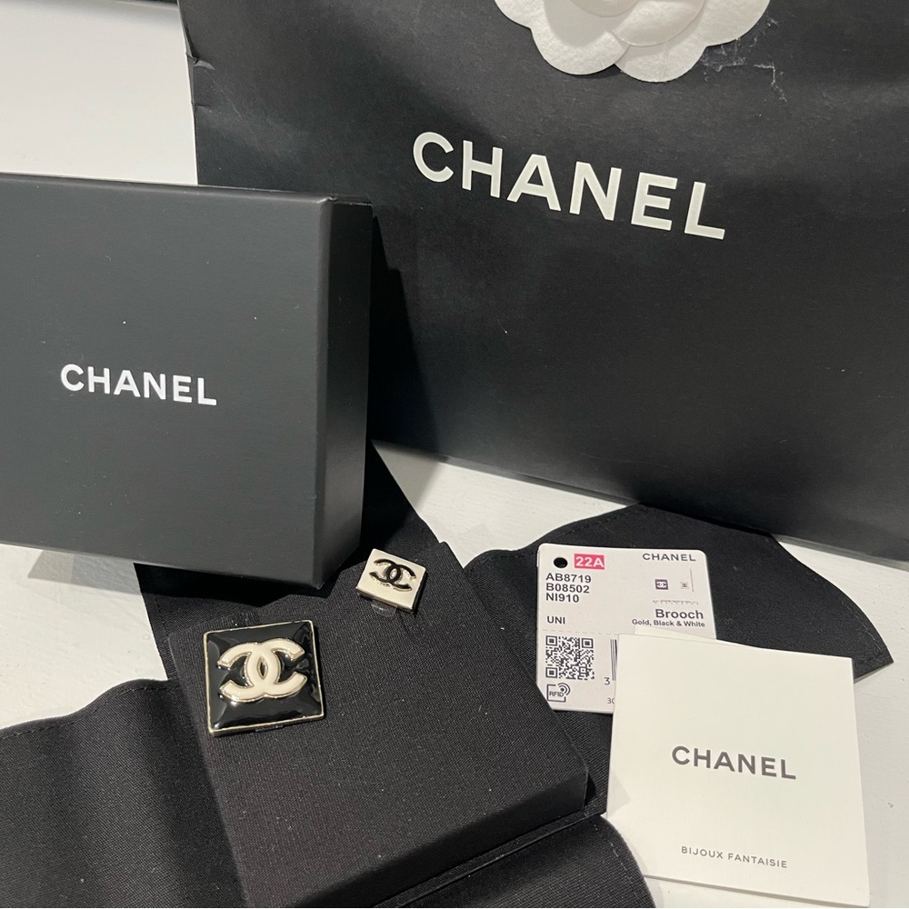 Chanel Black and White Brooch